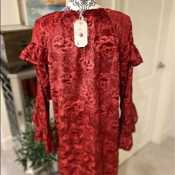 NWT Velvet Red Floral bohemian Dress - Picture 9 of 10